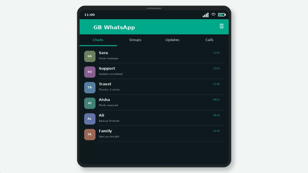 Visual guide for use gb whatsapp on a low-storage android phone.