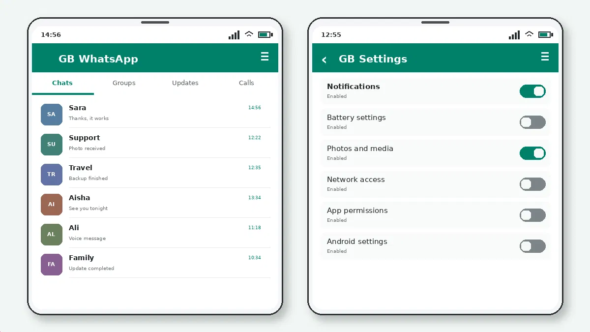 Visual guide for how to transfer gb whatsapp to a new phone.