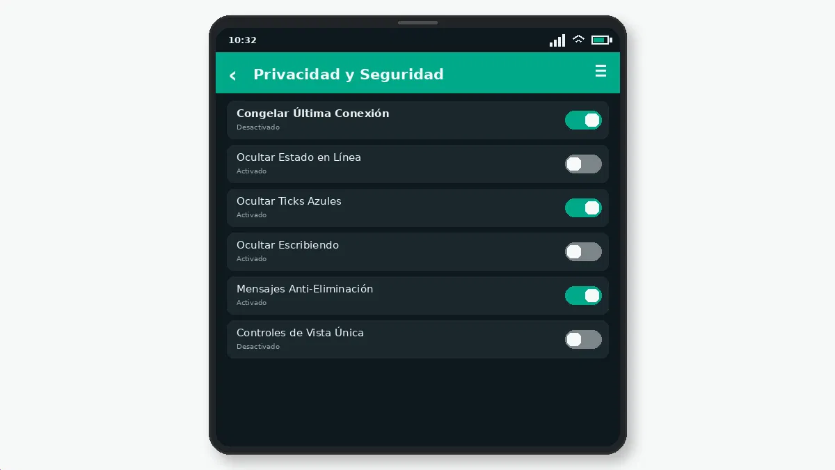 Cómo Ocultar los Ticks Azules en GB WhatsApp — captura de pantalla