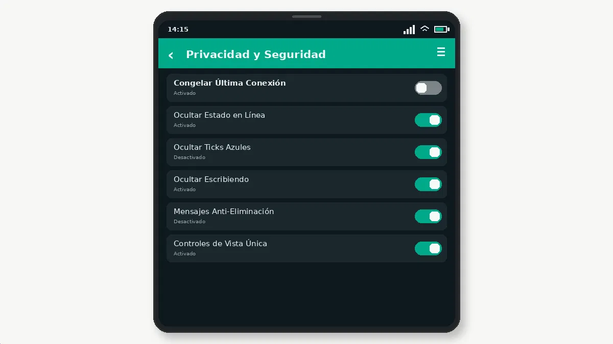 Funciones de Privacidad de GB WhatsApp Explicadas — captura de pantalla