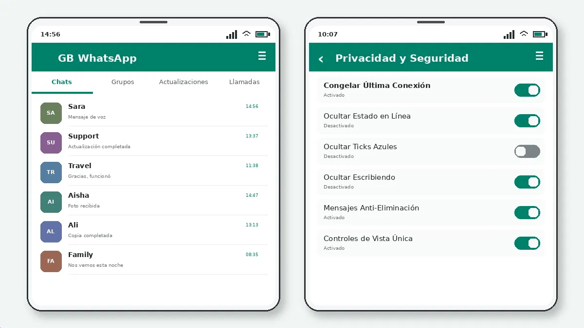 Cómo Ocultar Escribiendo y Grabando en GB WhatsApp — captura de pantalla