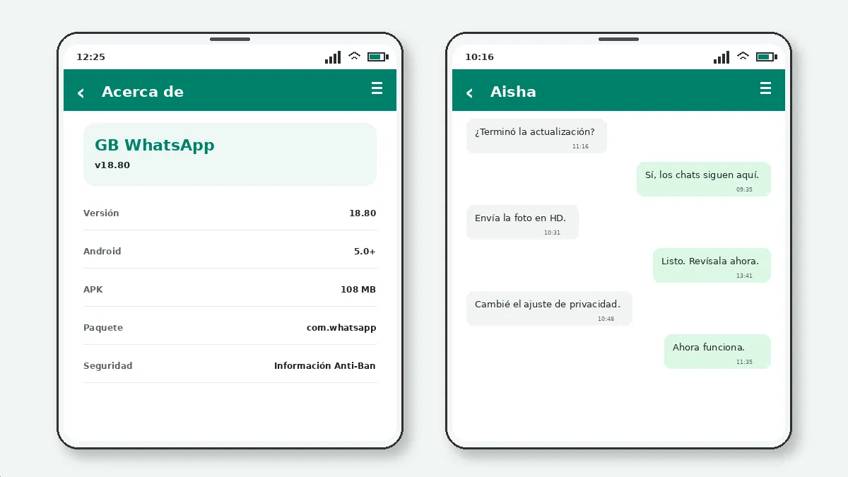 GB WhatsApp Pro vs GB WhatsApp — captura de pantalla