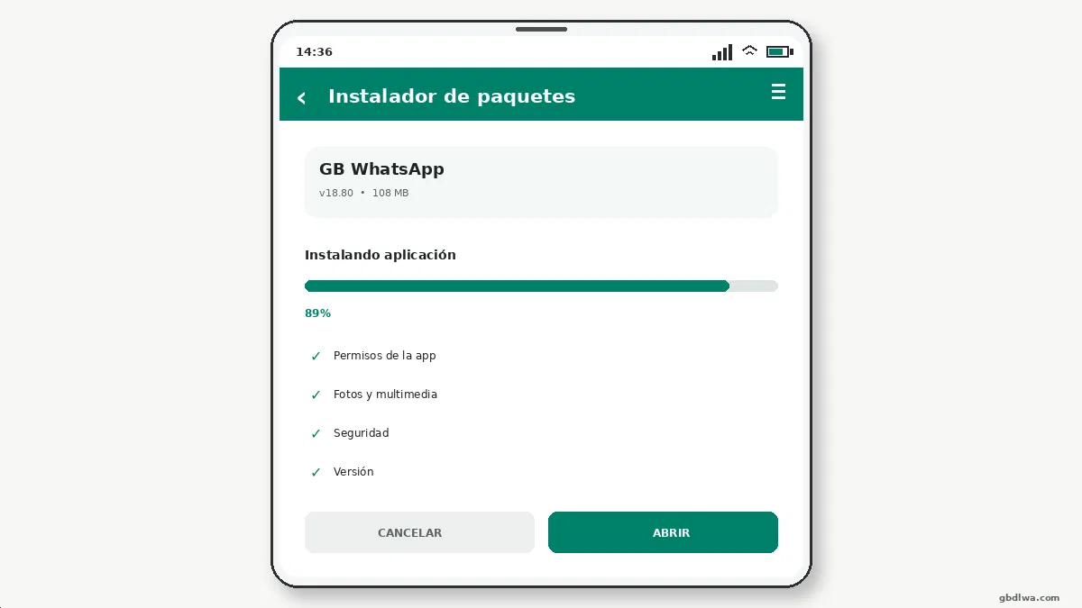 Error al Analizar el Paquete de GB WhatsApp: Soluciones — captura de pantalla