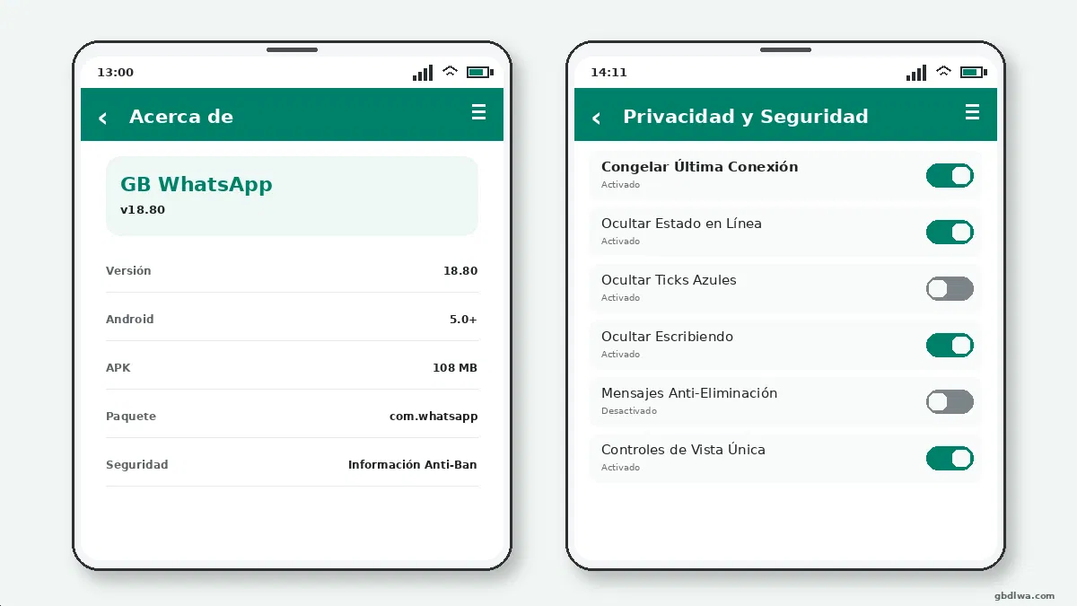 Ajustes de Privacidad de Llamadas de GB WhatsApp — captura de pantalla