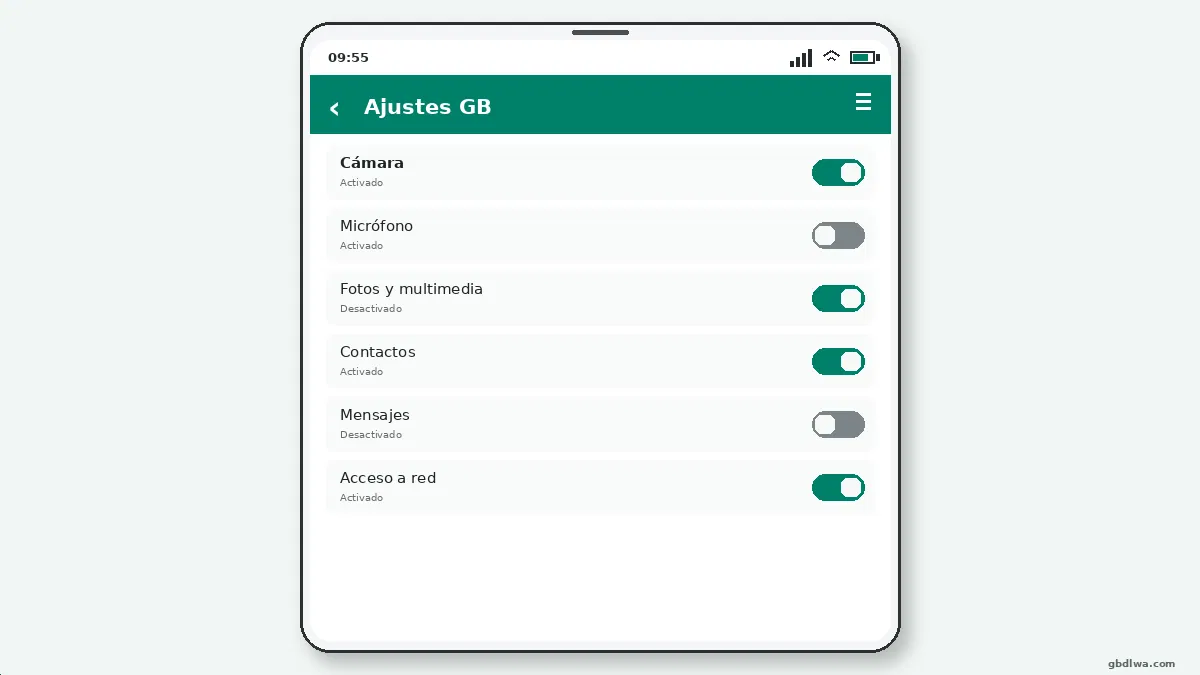 Permisos de Cámara y Micrófono de GB WhatsApp — captura de pantalla