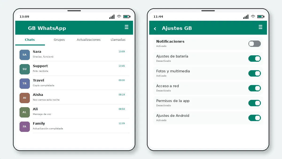 GB WhatsApp en Teléfonos Google Pixel — captura de pantalla