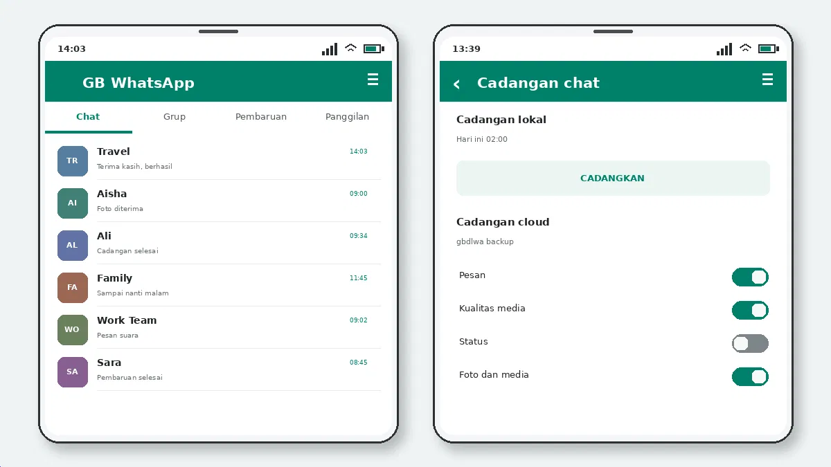 Cara Mengekspor Chat dari GB WhatsApp — tangkapan layar