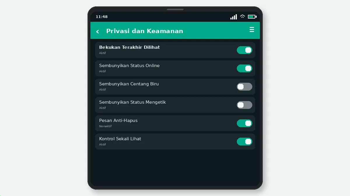 Cara Membekukan Terakhir Dilihat di GB WhatsApp — tangkapan layar