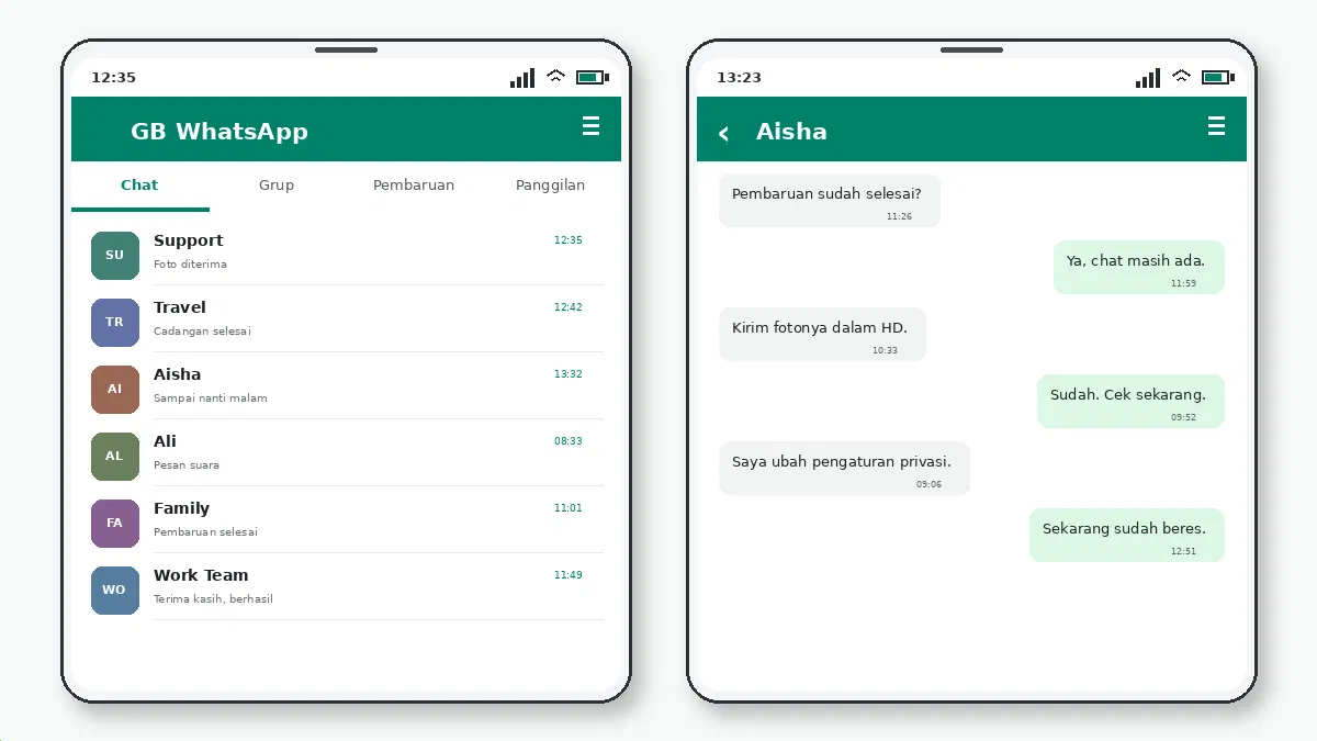 Cara Mengunci Chat Tertentu di GB WhatsApp — tangkapan layar