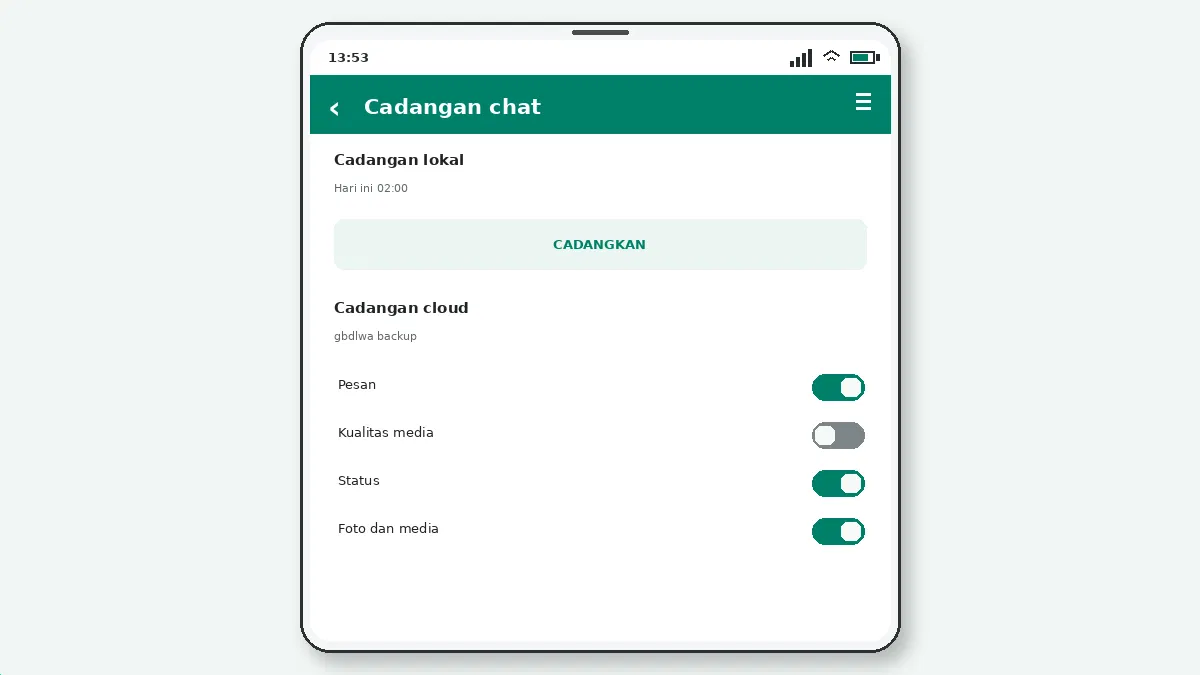 Panduan Pencadangan dan Pemulihan GB WhatsApp — tangkapan layar