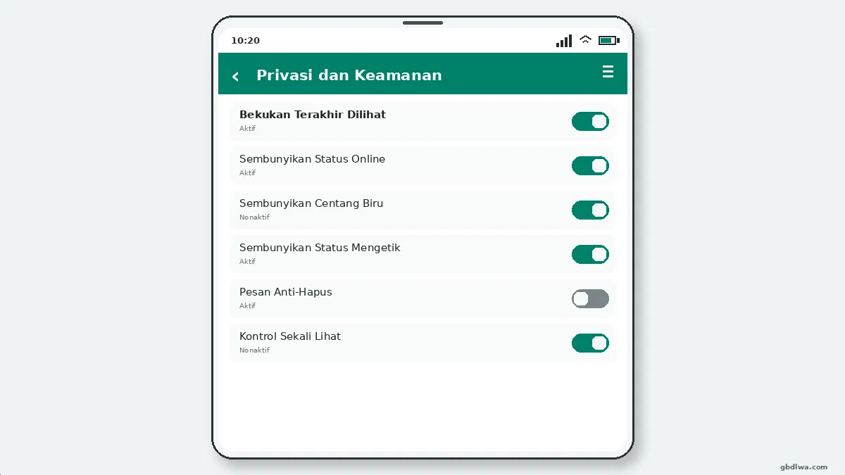 Pengaturan Privasi Panggilan GB WhatsApp — tangkapan layar