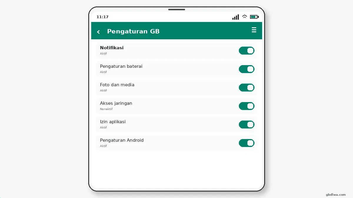 GB WhatsApp di Ponsel Google Pixel — tangkapan layar