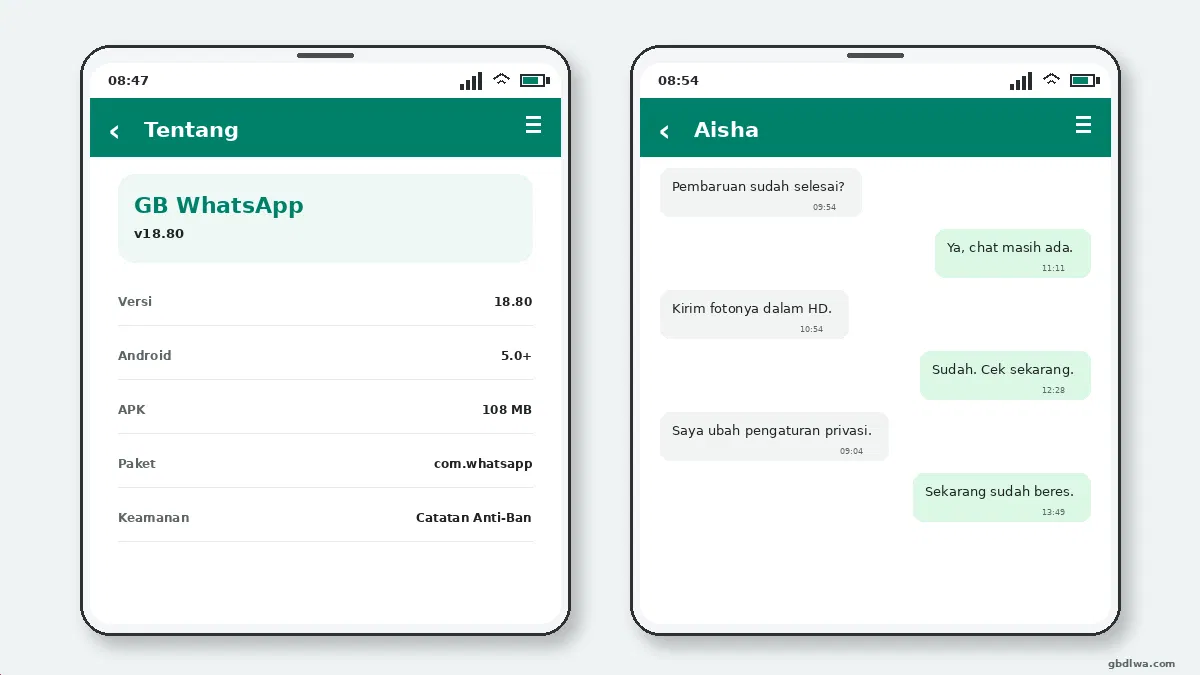 GB WhatsApp vs WhatsApp Plus — tangkapan layar