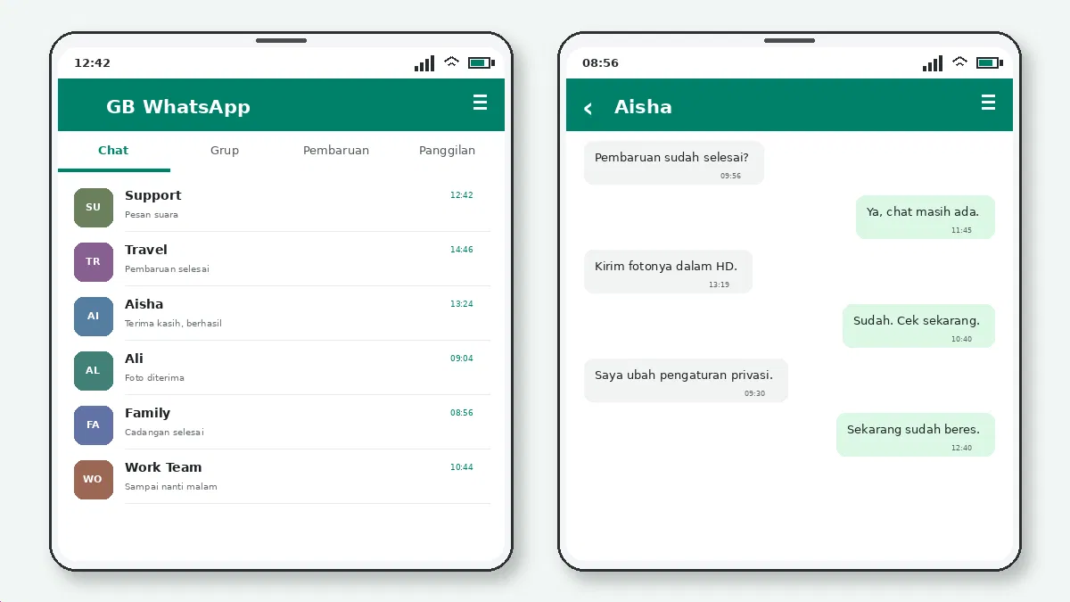 Kunci Chat GB WhatsApp vs Arsip — tangkapan layar