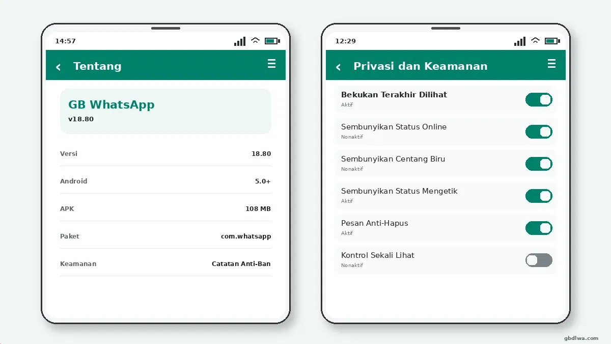 Pengaturan Privasi GB WhatsApp untuk Kontak Tertentu — tangkapan layar