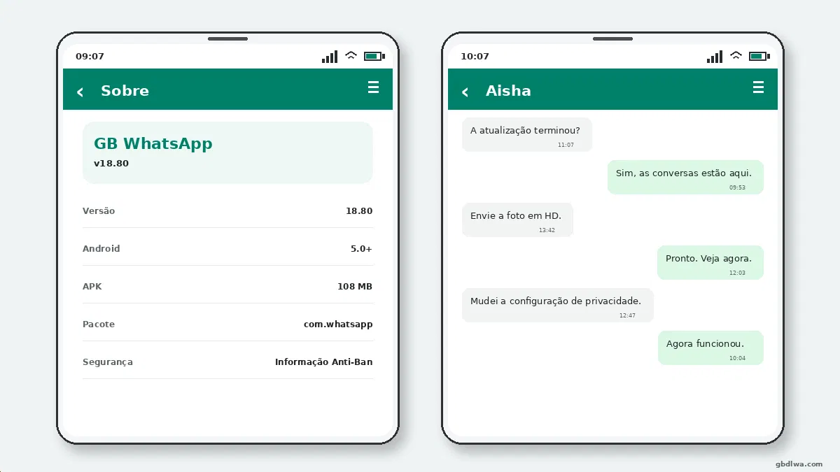 Como Bloquear Conversas Individuais no GB WhatsApp — captura de tela