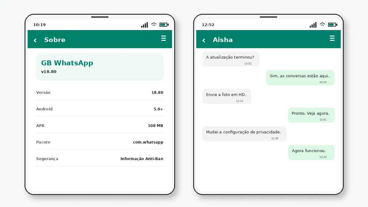 GB WhatsApp Pro vs GB WhatsApp — captura de tela