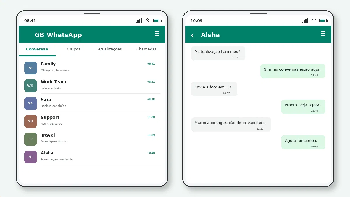 Notificações do GB WhatsApp Atrasadas ou Ausentes — captura de tela