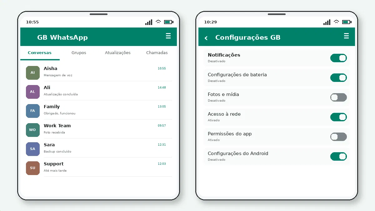 GB WhatsApp no Android 14: Configuração e Soluções — captura de tela